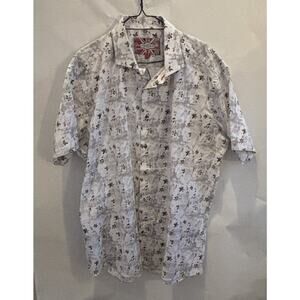 7 Downie St Floral Button Up Shirt Size 8 Fits 3XL Big & Tall Cotton